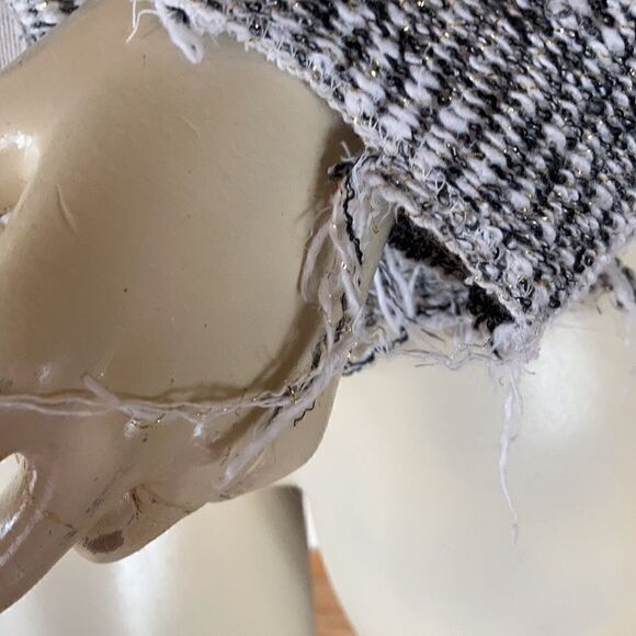 ANTHROPOLOGY Cottonaire fringe snap jacket zippered pockets Black cream Small - Picture 10 of 15